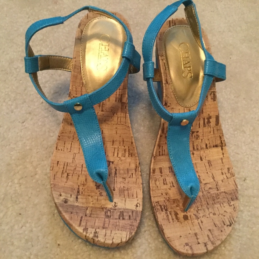 Chaps Turquoise Wedge Size 8 NWT